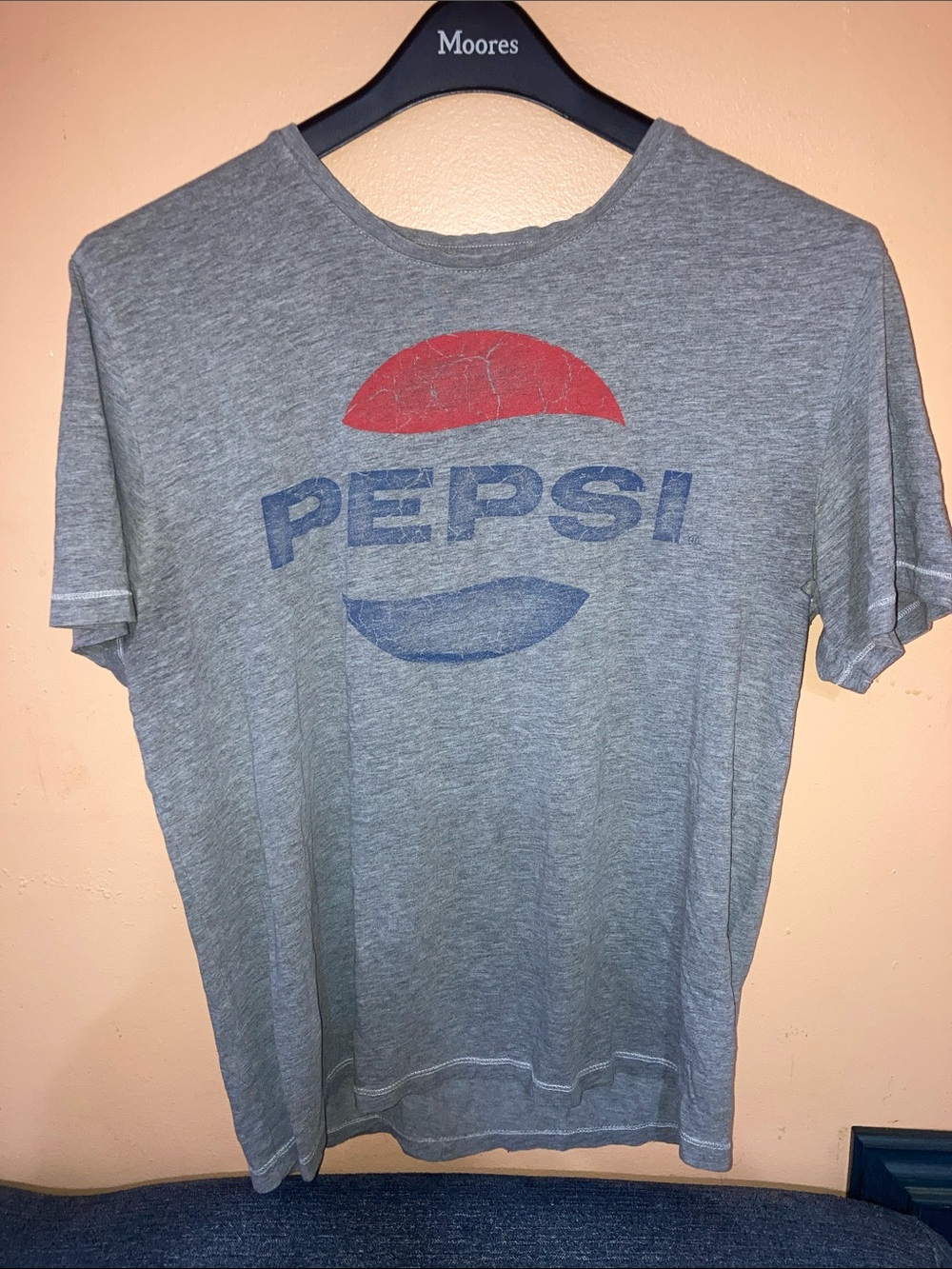 Vintage Pepsi Grey Tee with Red & Blue Logo